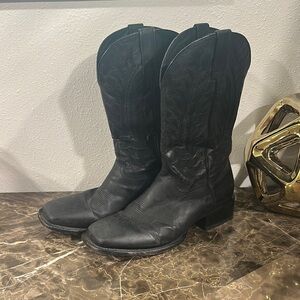 Black Leather Cowboy Boots